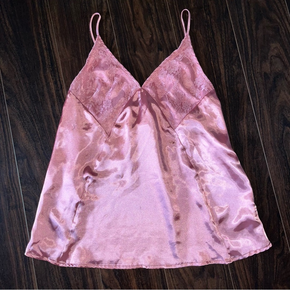 Y2K Lace Satin Pink Babydoll Top